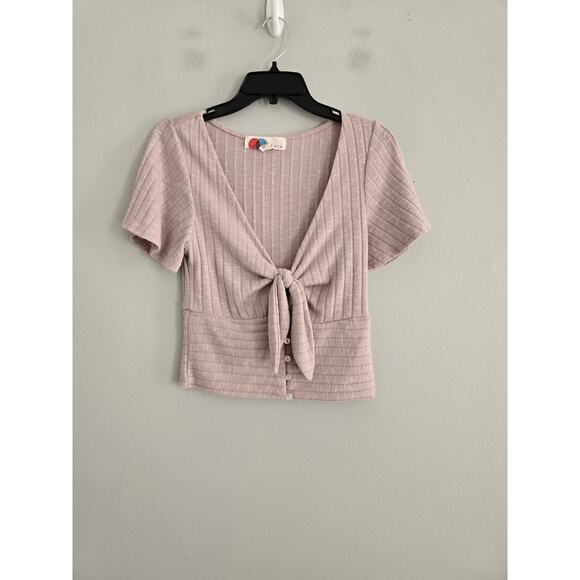 Free People Beach Pink Ribbed Top S - Picture 2 of 4